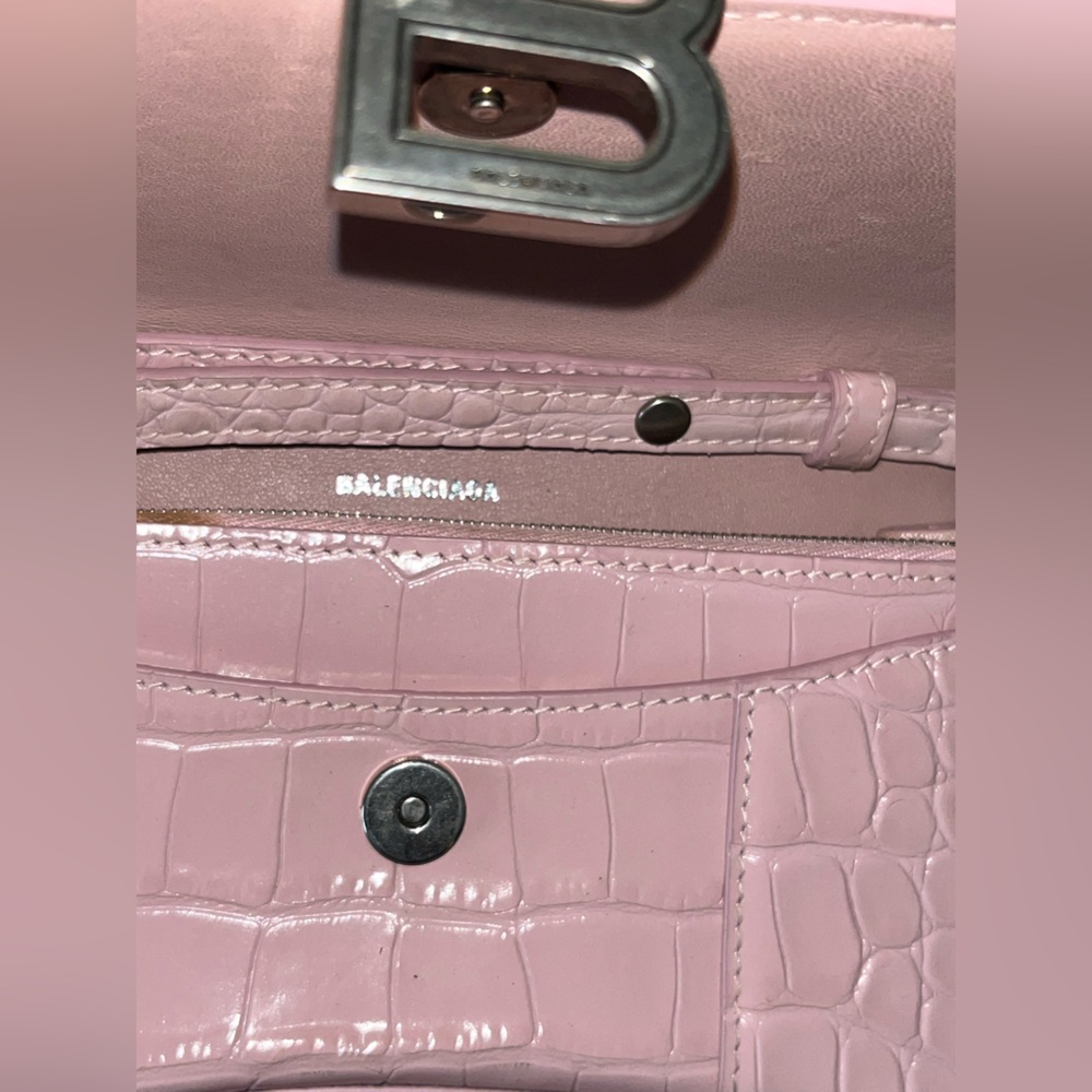 Balenciaga Pink Croc-Embossed Chain Bag - Picture 10 of 15